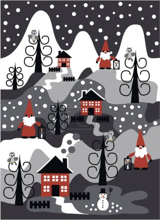 Téléchargez les illustrations : Ensemble de différents paysages de Noël d'hiver. illustration vectorielle - en licence libre de droit