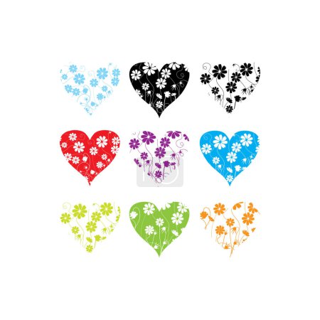 Ilustración de Conjunto de corazones coloridos, ilustración vectorial - Imagen libre de derechos