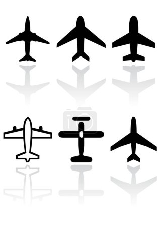 Ilustración de Iconos de avión. aviones, aviones, aviones, aviones, aviones. piso - Imagen libre de derechos