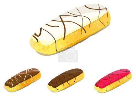 Illustration for Set of chocolate glaze with a slice of chocolate. vector illustration - Royalty Free Image