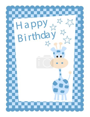 Ilustración de Feliz cumpleaños linda tarjeta con jirafa. - Imagen libre de derechos