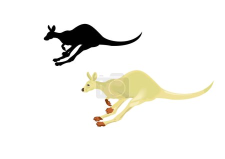 Téléchargez les illustrations : Icône de kangourou. vecteur sur blanc - en licence libre de droit