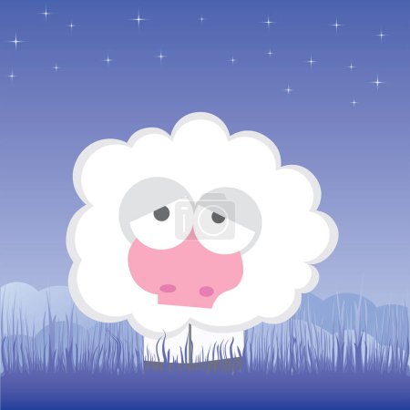Illustration for Illustration of a cute cartoon background with sheep - Royalty Free Image