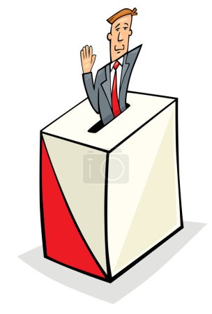 Téléchargez les illustrations : Homme d'affaires dessin animé avec boîte en carton, illustration vectorielle - en licence libre de droit
