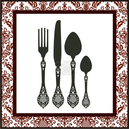 Illustration for Vector set of vintage cutlery elements - Royalty Free Image