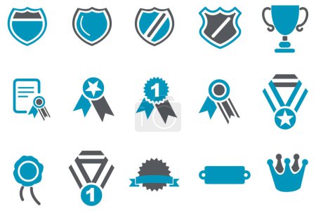 Illustration for Vector set of trophy icons on white background - Royalty Free Image