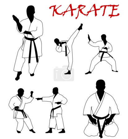 Illustration for Karate man silhouette vector - Royalty Free Image