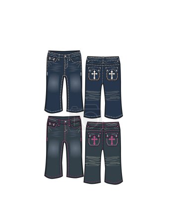 Ilustración de Jeans con ilustración vectorial de bolsillos de mujer - Imagen libre de derechos