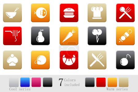 Téléchargez les illustrations : Ensemble d'icônes de cuisine, illustration vectorielle simple - en licence libre de droit