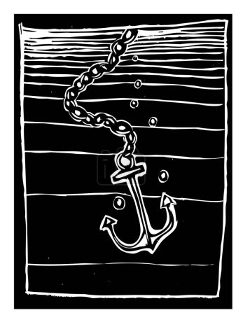 Ilustración de Ancla y cadena, grabado vintage - Imagen libre de derechos