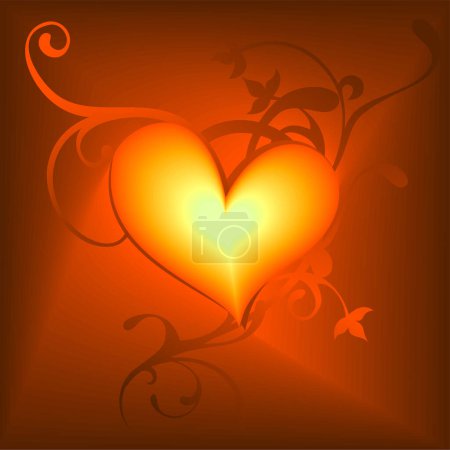 Ilustración de Ilustración vectorial de un corazón en el fondo de una hermosa luz - Imagen libre de derechos
