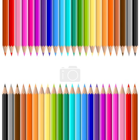 Téléchargez les illustrations : Ensemble de crayons de couleur sur fond blanc - en licence libre de droit