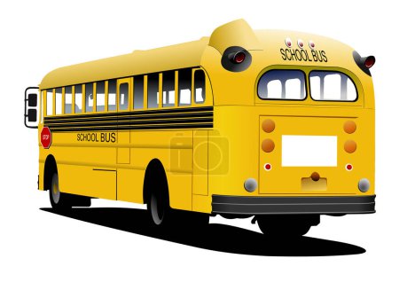 Ilustración de Autobús escolar amarillo con un vector de fondo blanco - Imagen libre de derechos