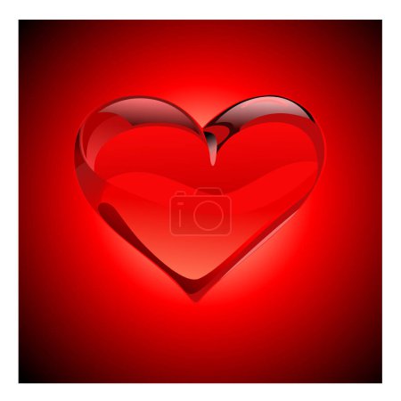 Illustration for Valentine heart with light on red background - Royalty Free Image