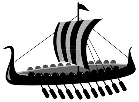 Téléchargez les illustrations : Icône de navire viking, style dessin animé - en licence libre de droit