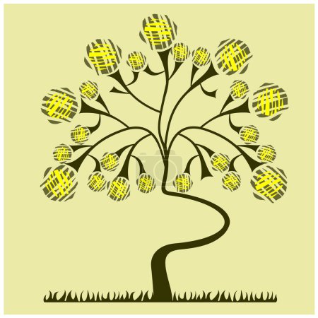 Ilustración de Árbol y un fondo amarillo - Imagen libre de derechos