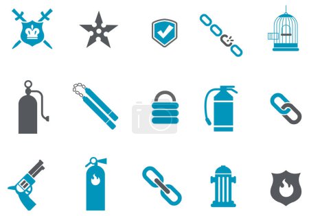 Ilustración de Conjunto de 9 simples iconos azules editables - Imagen libre de derechos