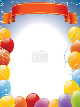 Illustration for Background for happy birthday with balloons, place for your text. - Royalty Free Image