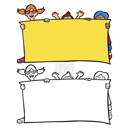 Illustration for Children playing with banner - Royalty Free Image