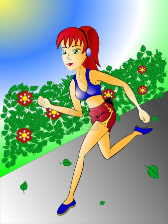 Illustration for Girl running on the background - Royalty Free Image