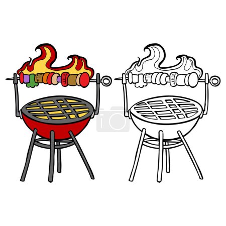 Téléchargez les illustrations : Ensemble barbecue. illustration vectorielle - en licence libre de droit