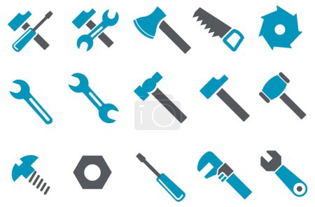 Illustration for Tools icons set with tools, spanner and wrench, tools and other spanner. isolated vector illustration tools icons. - Royalty Free Image