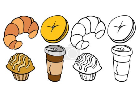 Illustration for Set of vector icons of bakery products - Royalty Free Image