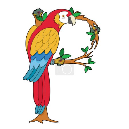 Téléchargez les illustrations : Mignon perroquet oiseau dessin animé vecteur illustration conception graphique - en licence libre de droit