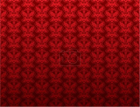 Illustration for Red abstract wallpaper with floral pattern - Royalty Free Image