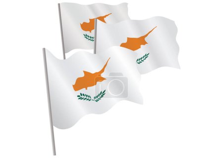 Téléchargez les illustrations : Agitant des drapeaux de cyprus. isolé sur fond blanc. - en licence libre de droit