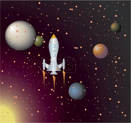 Illustration for Space background with planets and solar system. - Royalty Free Image