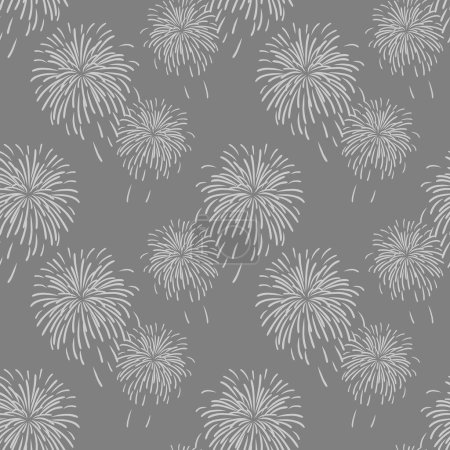 Illustration for Seamless vector pattern with fireworks - Royalty Free Image