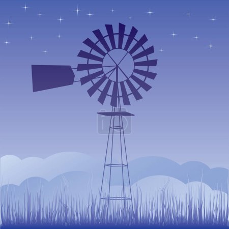 Téléchargez les illustrations : Moulin à vent avec une étoile dans le domaine - en licence libre de droit