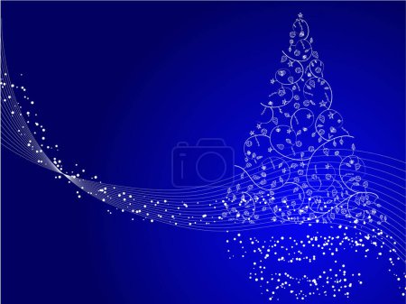 Ilustración de Árbol de Navidad fondo abstracción decorativa en azul - Imagen libre de derechos