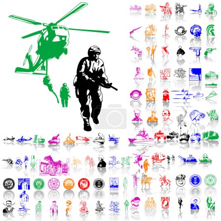 Téléchargez les illustrations : Illustration vectorielle de l'icône militaire - en licence libre de droit