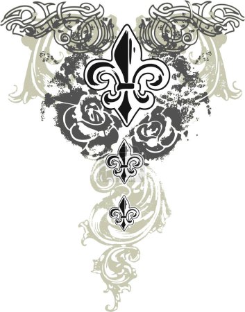Ilustración de Ilustración de un hermoso tatuaje con un ornamento floral. - Imagen libre de derechos