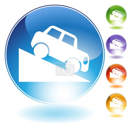Illustration for Car with accident icon button - Royalty Free Image