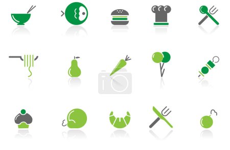 Téléchargez les illustrations : Ustensiles de cuisine icônes ensemble - en licence libre de droit