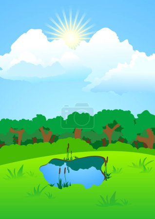 Illustration for Landscape of lake and trees. - Royalty Free Image