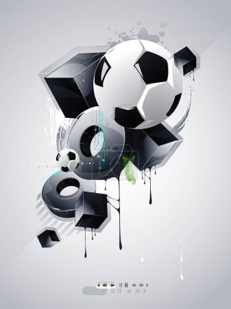 Ilustración de Fondo abstracto de fútbol con bolas de fútbol y elementos abstractos - Imagen libre de derechos