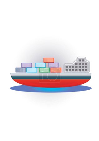 Illustration for Cargo ship in the sea. vector illustration - Royalty Free Image