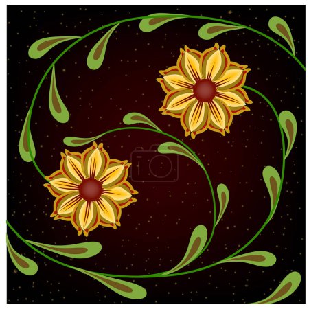 Téléchargez les illustrations : Illustration de fond décoratif floral avec des fleurs - en licence libre de droit