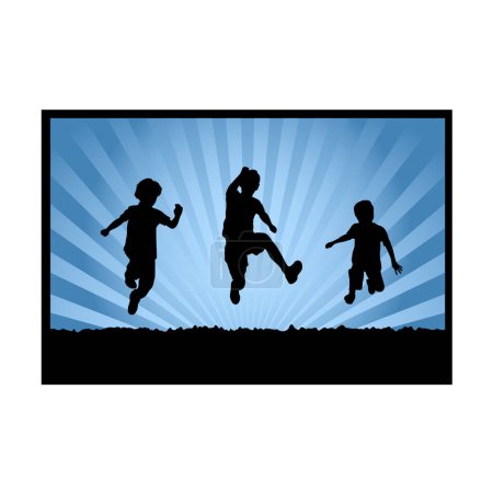 Illustration for Vector silhouette of children playing o - Royalty Free Image