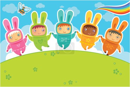 Illustration for Illustration of a group of easter bunnies - Royalty Free Image