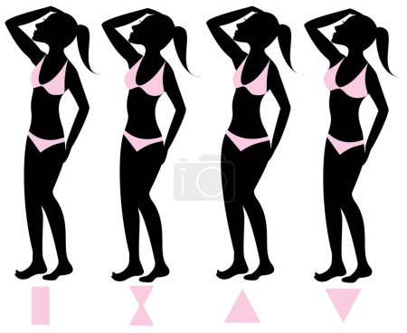 Téléchargez les illustrations : Silhouette de femme en lingerie rose - en licence libre de droit
