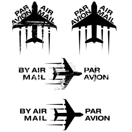 Illustration for Set of airplane stamps. - Royalty Free Image
