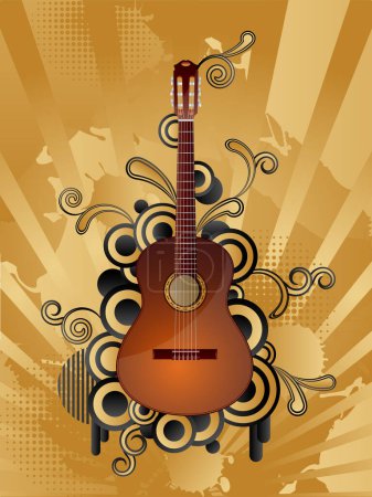 Téléchargez les illustrations : Fond musical avec guitare - en licence libre de droit