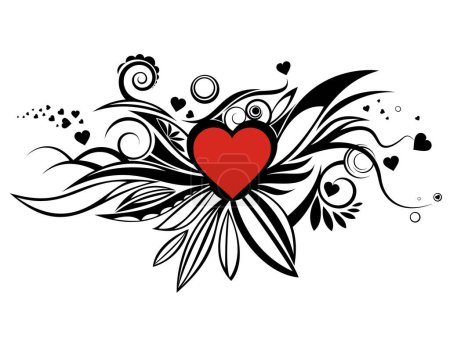 Illustration for Heart with flowers. valentine 's day. vector. - Royalty Free Image
