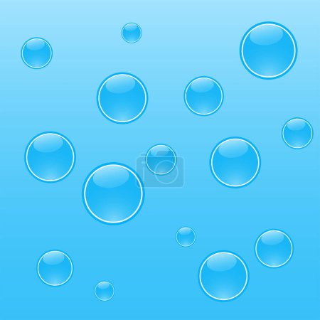 Ilustración de Gotas de agua sobre fondo azul - Imagen libre de derechos