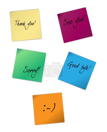 Illustration for Collection of various stickers with notes, vector illustration - Royalty Free Image